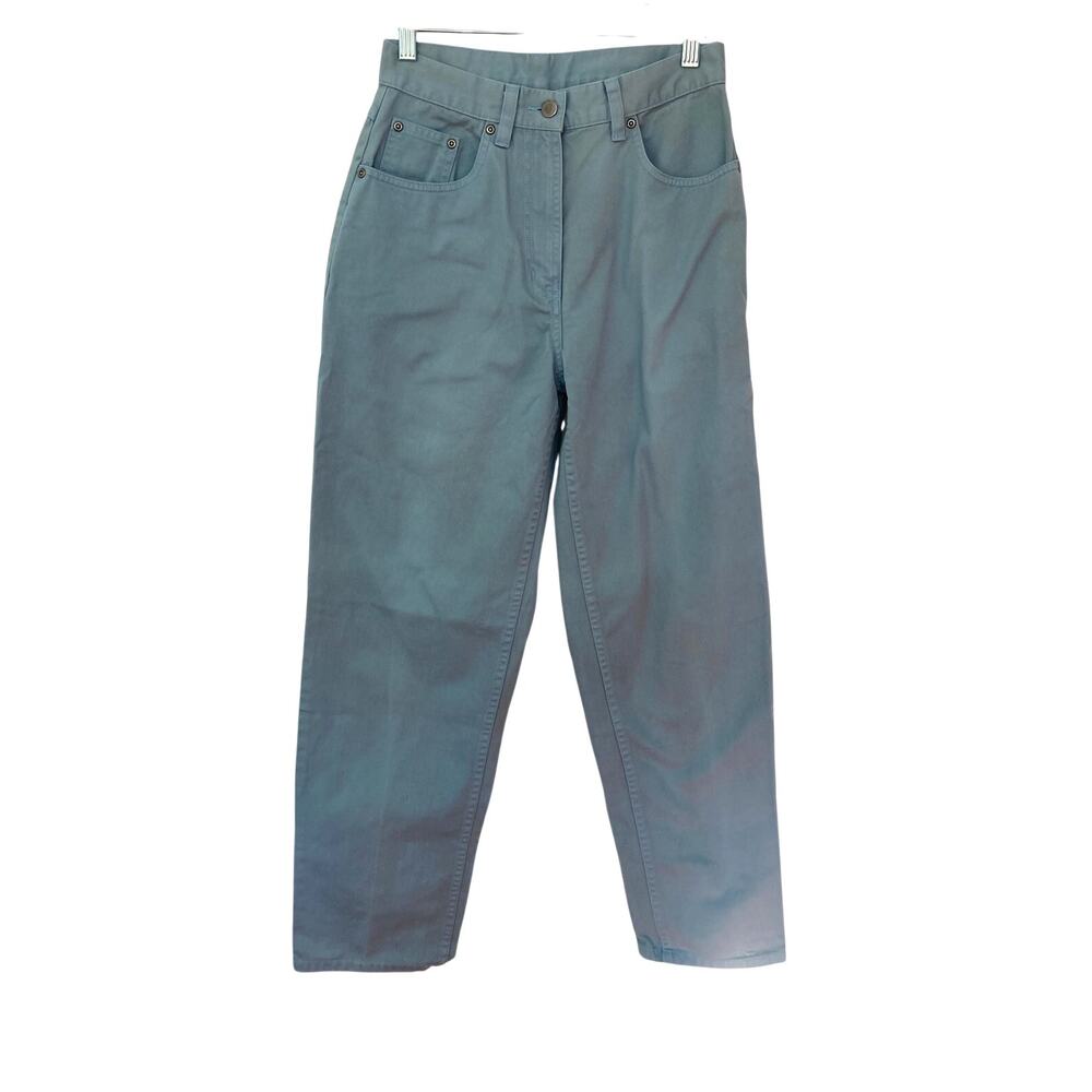 Vintage 90's Minimalism L.L. Bean 100% Cotton Cottage Blue Straight Leg Pants 6